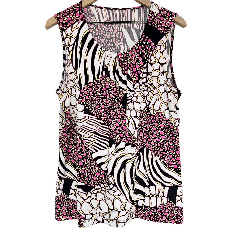 Christopher & Banks Womens Sleeveless Top Size L Multicolor Scoop Neck Stretch